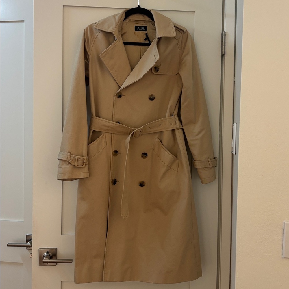 A.P.C. Beige Double-Breasted Trench Coat